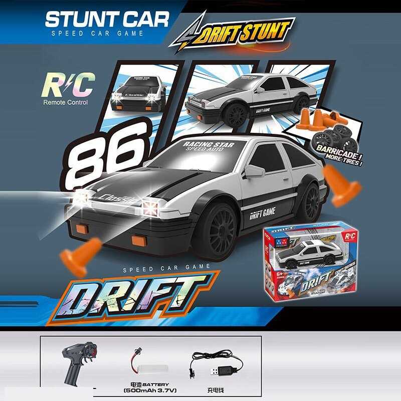 Машина на радіокеруванні UD 2236 A (48) дрифт, підсвічування, 2 режими швидкості, змінні колеса, дорожні конуси, акум. 3.7 V, пульт 2.4 GHz, в коробці