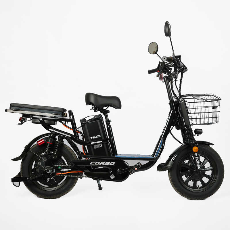 Електровелосипед Corso «Truck» 16" дюймів TR-10723 (1) +КОШИК, рама сталева, двигун 1000W, акум. 60V26Ah літієвий, зібраний на 75