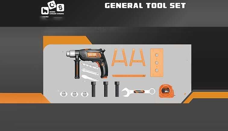 Набір інструментів 778-76 (48/2) 17 елементів, дриль, на батарейках, реверс, насадки, болти, гайковий ключ, рулетка, в пакеті