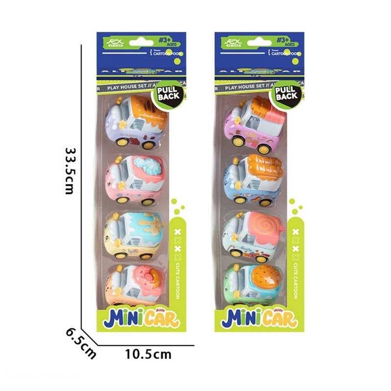 Набір машин KX 16-4 (108/2) 2 види, 4 штуки, розмір: 6х4х5 см, металопластикові, інерція, гумові елементи, в коробці