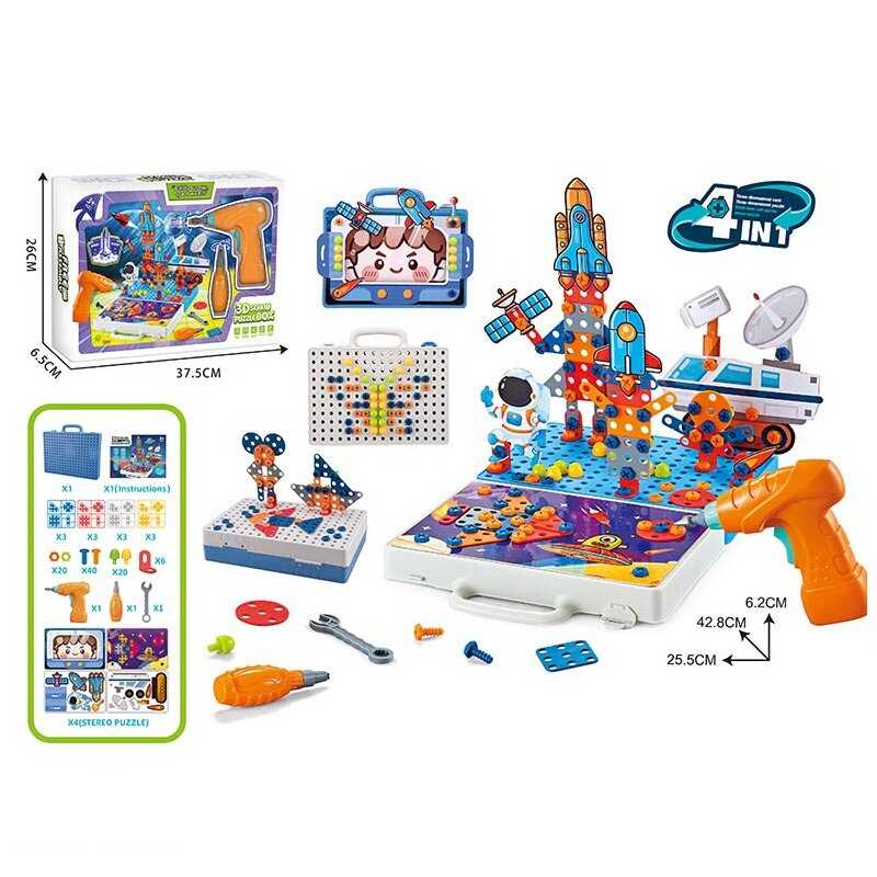 Мозаїка 3169-5 (24/2) ”Космос”, електричний шурупокрут, реверс, викрутка, картонні картки, валіза, у коробці