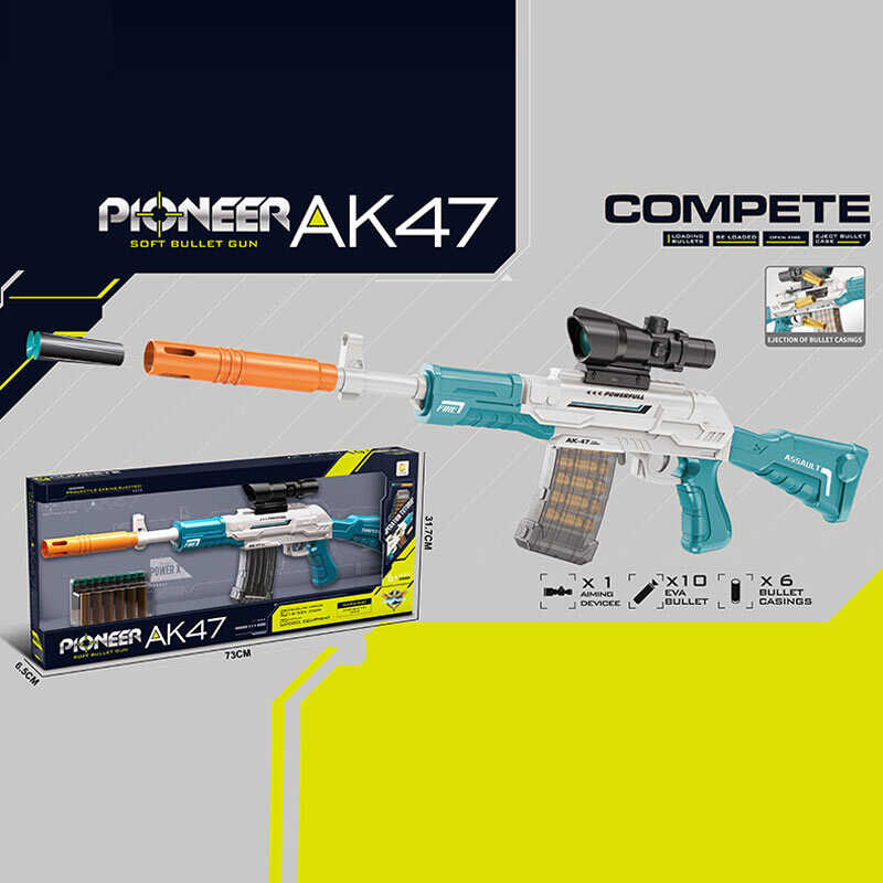 Автомат 825 A (12) механічний принцип роботи, довжина 70 см, 16-32х zoom, 10 м’яких патронів, 6 гільз, приціл, глушник, знімний магазин, в коробці