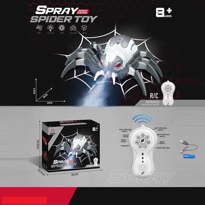 Павук на радіокеруванні 128 A-59 Штрих=80823 (24) підсвічування очей, 3 режими парогенерації, звукові ефекти, мелодії, акумулятор 3.7 V, пульт керування, в коробці