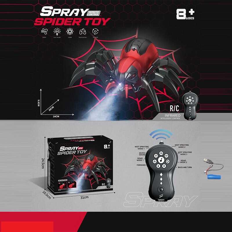 Павук на радіокеруванні 128 A-59 Штрих=80830 (24) підсвічування очей, 3 режими парогенерації, звукові ефекти, мелодії, акум. 3.7 V, пульт, в коробці