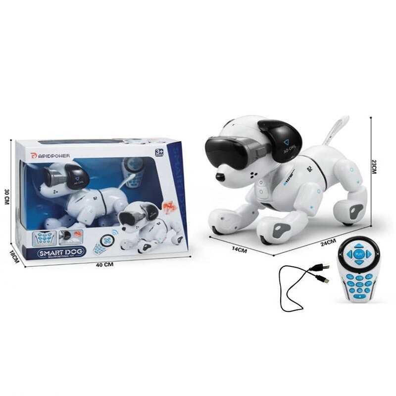 Песик на радіокеруванні 8003 (8) акум. 3,7 V, пульт, рухає хвостиком, світло, звуки, танцює, імітує звуки тварин, голосові команди, в коробці