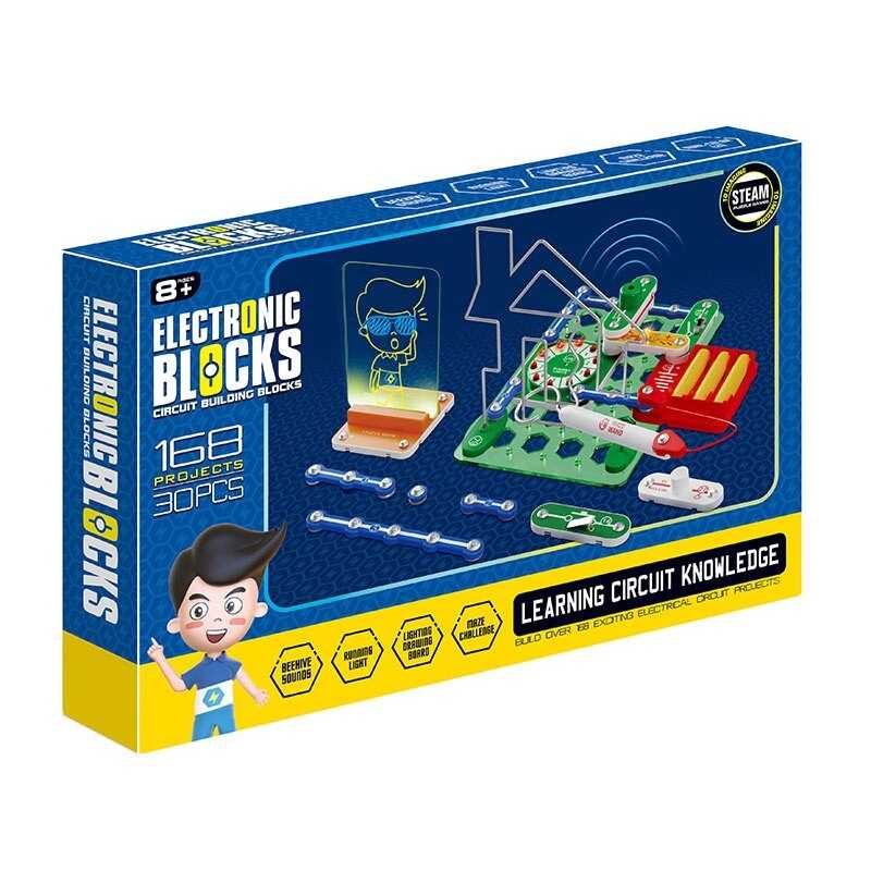 Електронний конструктор 6711 (12) 30 елементів, звуки, підсвічування, дошка для малювання, гра, в коробці