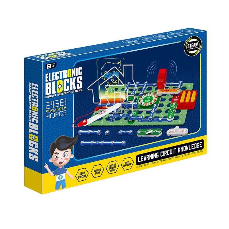 Електронний конструктор 6712 (10) 40 елементів, підсвічування, дошка для малювання, гра, в коробці