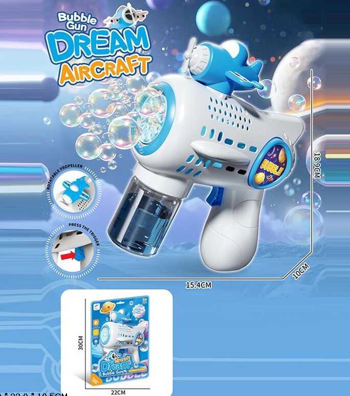 Пістолет з мильними бульбашками ZY 909 C (48/2) на батарейках, автоматичний принцип роботи, мильний розчин, на листі 