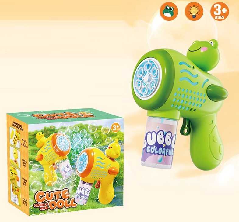 Пістолет з мильними бульбашками H 045 (120) підсвічування, автоматична робота, пляшка з мильним розчином, довжина 13 см, в коробці