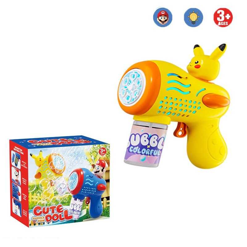 Пістолет з мильними бульбашками H 058 Штрих=91412 (120) підсвічування, автоматична робота, пляшка з мильним розчином, довжина 13 см, в коробці