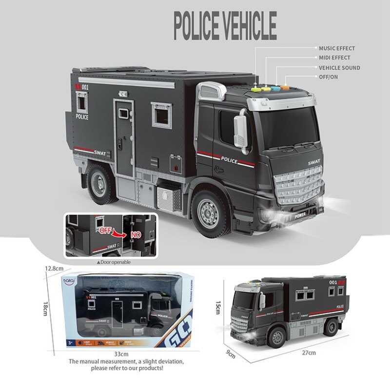 Поліцейська машина HT 9820 W (30) довжина 27 см, підсвічування, звук, інерція, гумові шини, двері кузова відчиняються, в коробці
