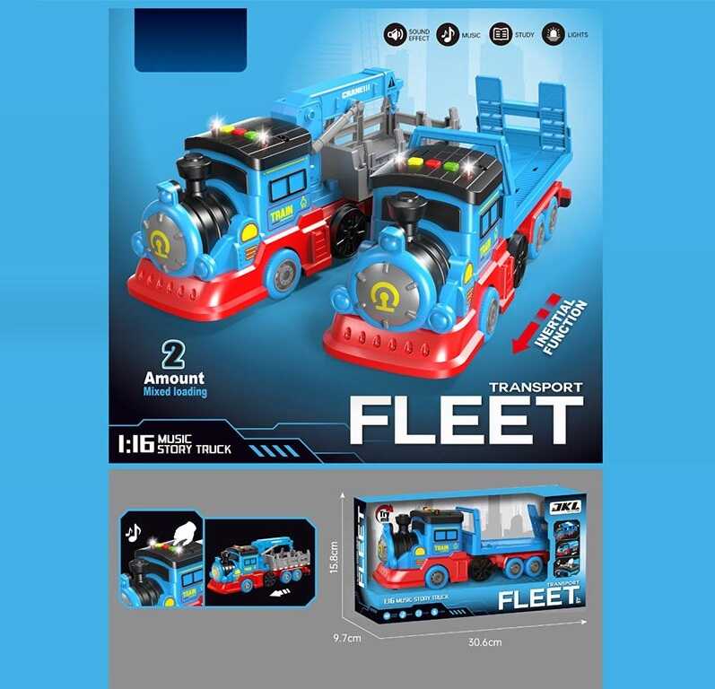 Потяг H 2512 (48) 2 види, довжина 28 см, підсвічування, звуки, інерція, масштаб 1:16, рухомі елементи, гумові шини, в коробці