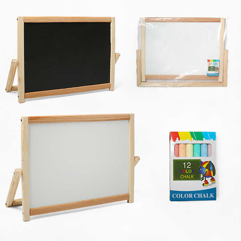 гр Мольберт "Школярик" 48926 (1) двосторонній, розмір 29*39 см, набір крейди, в пакеті 