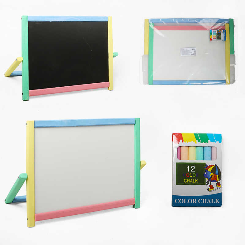 гр Мольберт "Школярик" 32610 (1) двосторонній, розмір 29*39 см, набір крейди, в пакеті