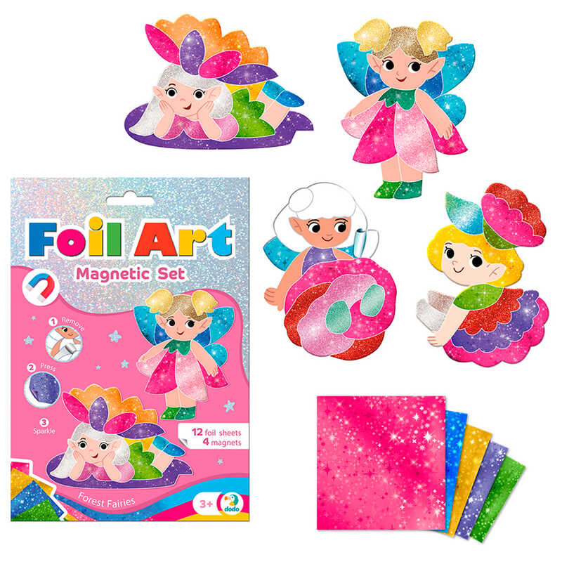 гр Магнітний набір для творчості з фольгою «Лісові феї» 200299 (40) "Dodo", 12 аркушів фольги, 4 магніти, в коробці