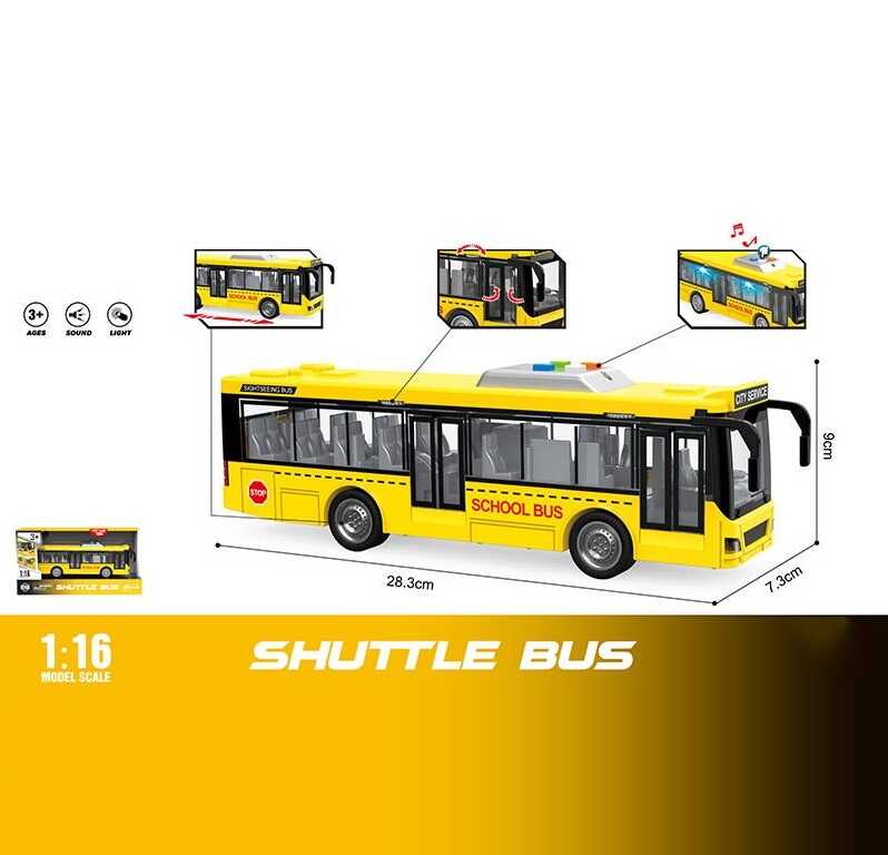 Автобус WY 910 A (24) звуки, підсвічування, інерційний механізм, масштаб 1:16, дверцята відчиняються, в коробці