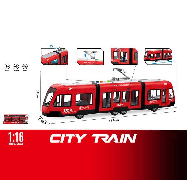 Трамвай WY 930 A (18) звуки, підсвічування, інерція, гумові шини, дверцята відкриваються, масштаб 1:16, в коробці