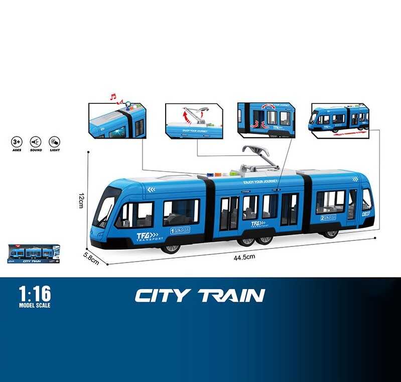 Трамвай WY 930 B (18) звуки, підсвічування, інерція, гумові шини, дверцята відкриваються, масштаб 1:16, в коробці