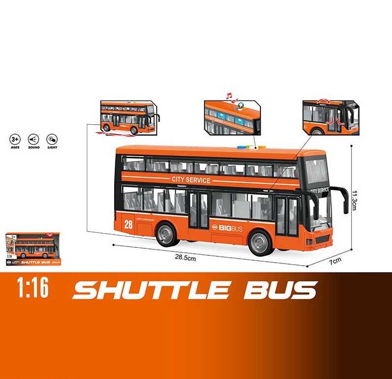 Автобус WY 912 A (24) звуки, підсвічування, інерційний механізм, масштаб 1:16, дверцята відчиняються, в коробці