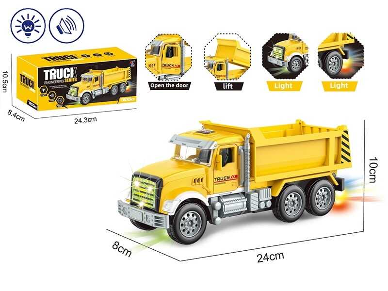 Спецтехніка YF 3225 A (96/2) “Вантажівка”, звуки, підсвічування, колесо вільного ходу, відкриваються дверцята, піднімається кузов, в коробці