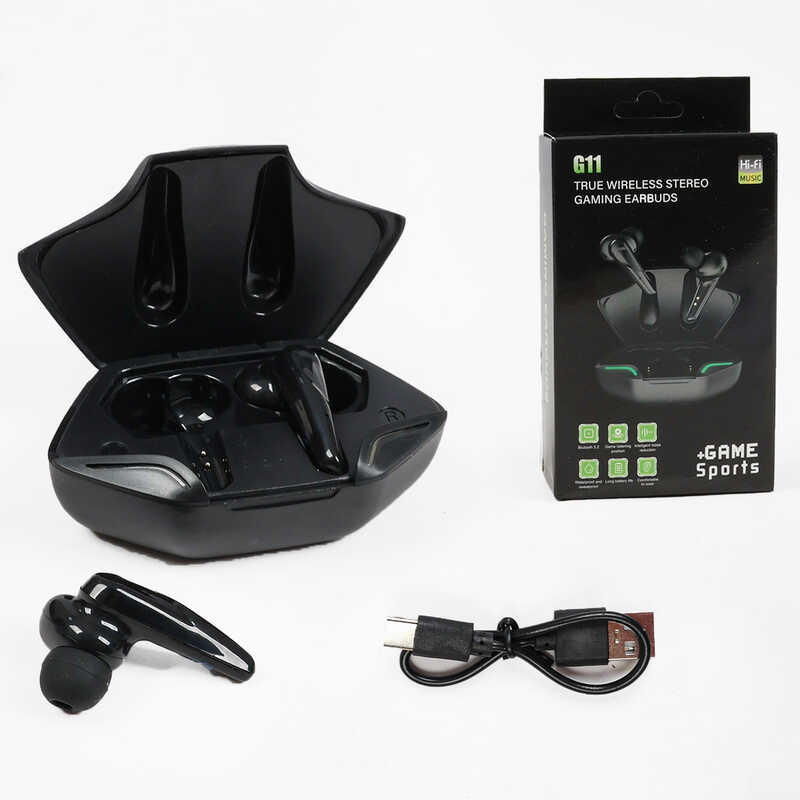 Навушники C 77423 (100) TWS, Bluetooth-підключення, мікрофон, зарядний кейс, сенсорне керування, Hi-Fi звук, частота 2.4GHz, в коробці