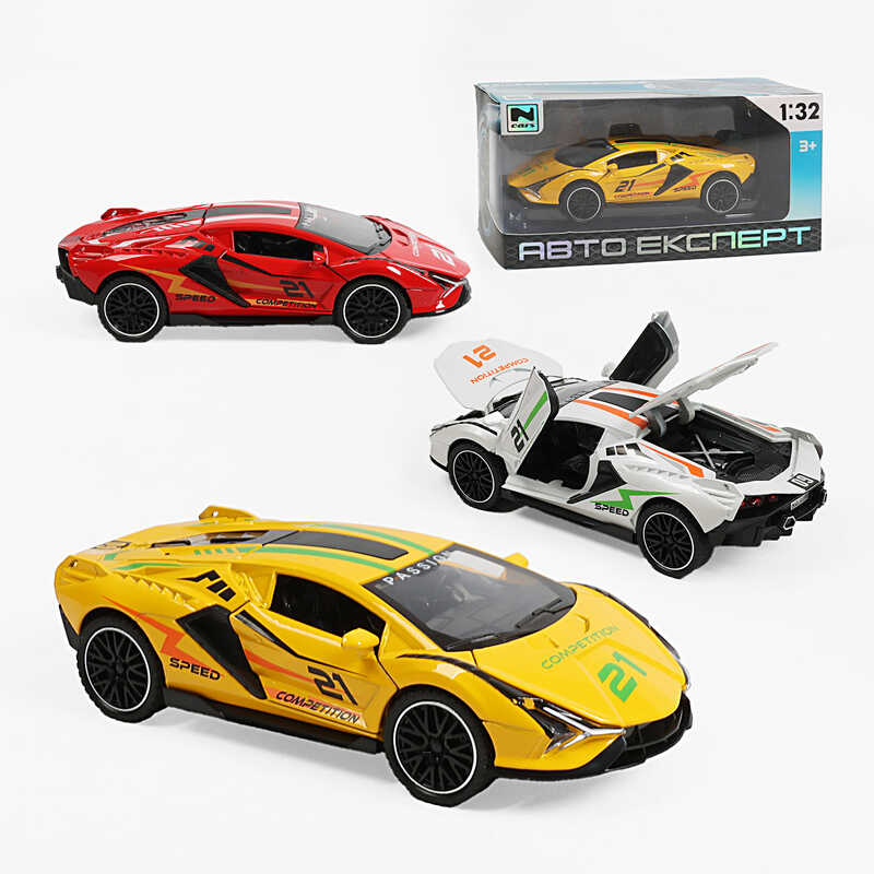 Машинка MG-71422 (96/2) 3 види, "Авто Експерт", металопластик, 1:32, світло, звук, інерція, відчиняються двері, капот, багажник, в коробці, МІКС