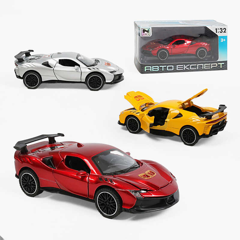 Машинка MG-86500 (96/2) 3 види, "Авто Експерт", металопластик, 1:32, світло, звук, інерція, відчиняються двері, капот, багажник, в коробці, МІКС