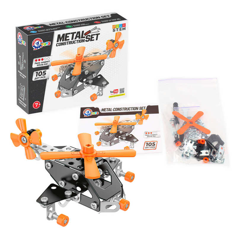 гр Конструктор металевий 0143 (9) "Technok Toys", 105 елементів, викрутка та ключик, в коробці