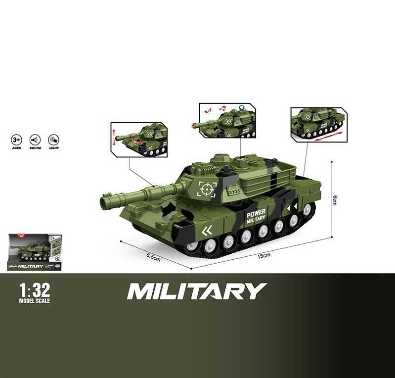Танк WY 1153 A (96) підсвічування, звуки, масштаб 1:32, інерція, башта обертається, в коробці