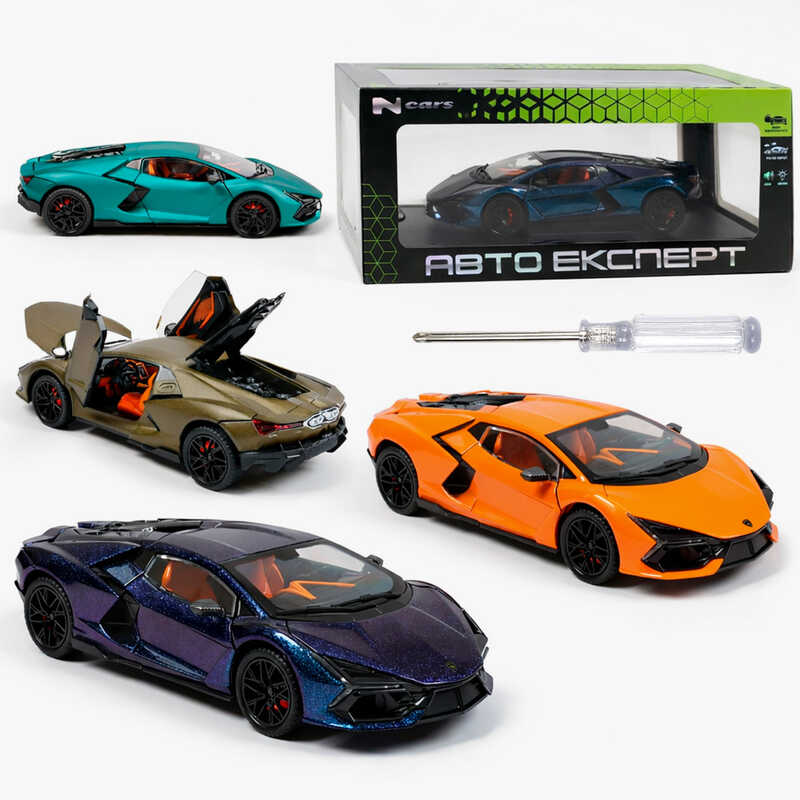 Машинка N-5460-88 (24) 4 кольори, "Авто Експерт", металопластик, 1:24, світло, звук, інерція, відчиняються двері, в коробці, ВИДАЄТЬСЯ МІКС