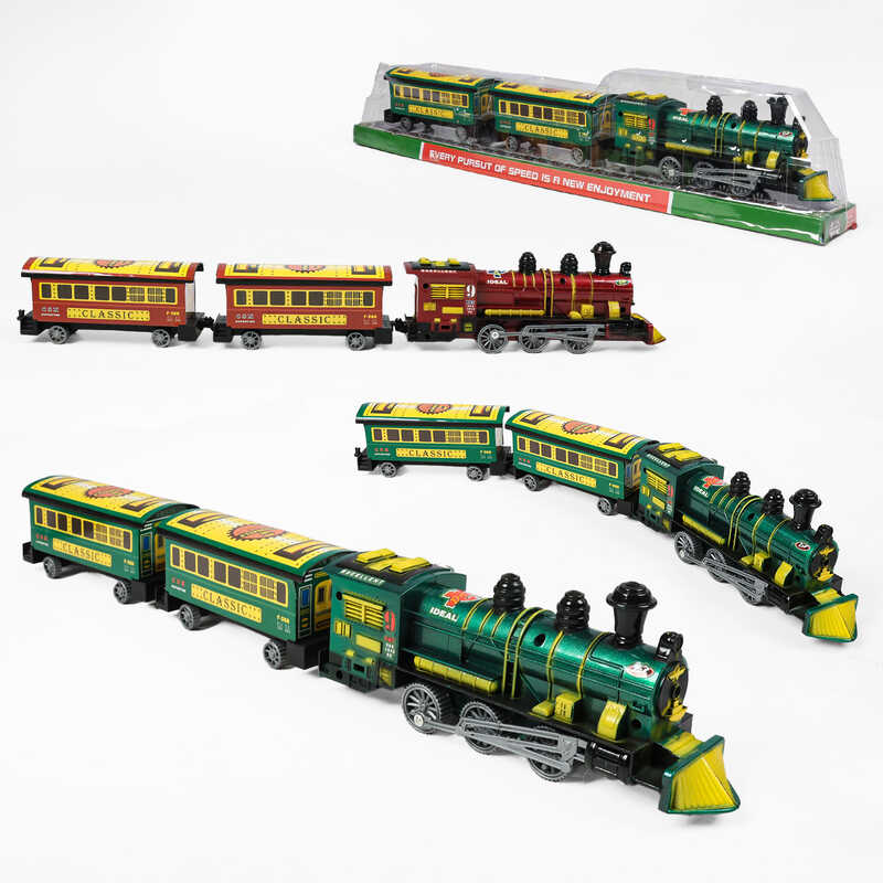 Потяг 538-2 X Штрих=71942 (60/2) 2 кольори, довжина 55 см, інерція, 1 локомотив, 2 вагони, пластикові колеса, в слюді