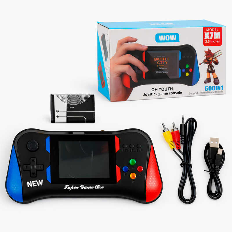 Ігрова консоль C 77263 (50) 500 в 1, акумулятор 3,7V, USB, AV-кабель, 3,5-дюймовий кольоровий HD-екран, 4 мови, 8 ігор, у коробці