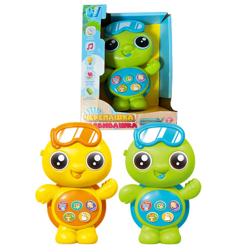 Музична іграшка “Черепашка розвивашка” 26840 (72/2)  “WToys”, ОЗВУЧУВАННЯ УКРАЇНСЬКОЮ МОВОЮ, 8 казок, 10 пісень, віршики, тварини, в коробці