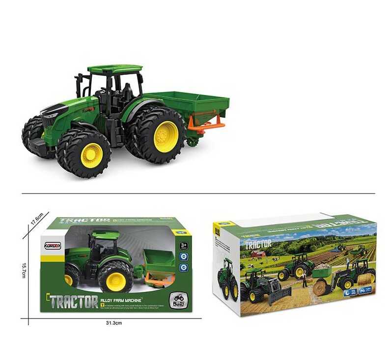 Трактор 9955 HB (24) довжина 26 см, металопластик, масштаб 1:24, навісне обладнання, подвійні колеса, гумові шини, в коробці
