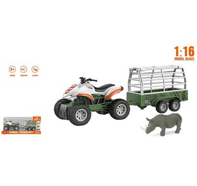 Квадроцикл WY 400 G-6 (18) масштаб 1:16, інерція, звуки, підсвічування, фігурка тварини, гумові шини, в коробці