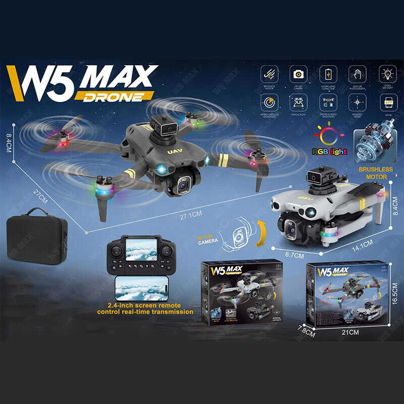 Квадрокоптер на радіокеруванні W 5 MAX (36) фото-, відеозйомка, додаток, headless mode, оберти на 360°, уникає перешкоди, змінний кут нахилу камери, акумулятор, пульт, футляр, в коробці 