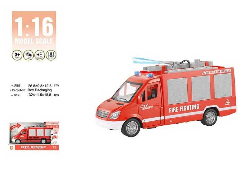 Спецтехніка WY 595 A (24) "Пожежна машина", звук, світло, водяна помпа, 1:16, інерція, в коробці