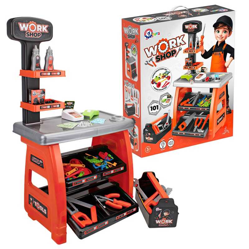 гр Іграшка "Майстерня" 3571 (3) "Technok Toys", 101 аксесуар, інструменти, каса, сканер, в коробці