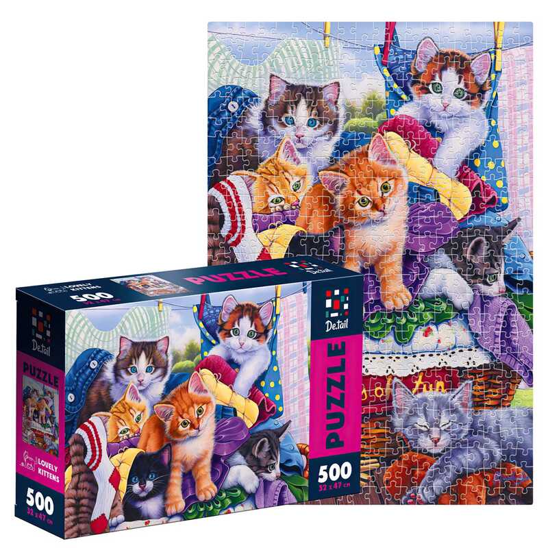 гр Пазли "De.tail. Милі кошенята 500 деталей " DT500-13 (16) "Vladi Toys", розмір: 32х47 см, в коробці