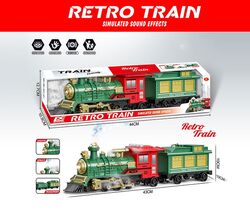 Потяг 2183 (30) довжина - 43 см, парогенерація, звуки, інерція, підсвічування, на батарейках, 1 вагон, в коробці