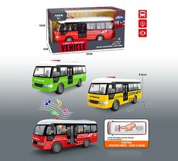 Автобус YM 9907 B (84/2)  розмір: 19х8х8.5 см, підсвічування, звуки та мелодії, інерція, відчиняються двері, гумові колеса, в коробці