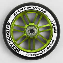 Колесо для трюкового самоката WH - 7402/110 (74) Ціна за 1 штуку "Best Scooter", колір ЗЕЛЕНИЙ, 110 мм PU, підшипник ABEC-9