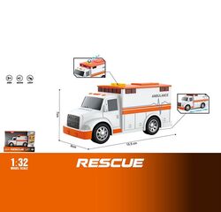 Машинка WY 1109 B (96) “Швидка допомога”, масштаб: 1:32, підсвічування, звуки, інерція, гумові шини, в коробці
