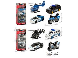 Набір спецтехніки 813 (80/4) 2 види, 4 фігурки, металопластик, масштаб 1:64, гелікоптер, мотоцикл, в коробці