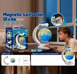 Глобус SD 503 (12/2) діаметр 170 мм, акумулятор 3.7V, USB-кабель, Bluetooth-колонка, 3 режими підсвічування, цифровий годинник, у коробці