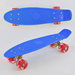 Скейт Пенни борд 0770 (8) Best Board, СИНИЙ, СВЕТ, доска=55см, колёса PU  d=6см
