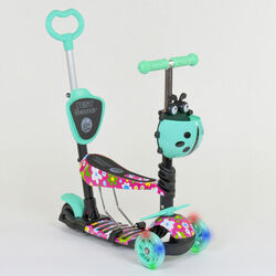 Самокат 5в1 43702 (1) Best Scooter, АБСТРАКЦИЯ, PU колеса, ПОДСВЕТКА  КОЛЕС, в коробке