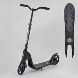 Самокат двухколесный 72378 "Best Scooter" (2) цвет ЧЕРНЫЙ, колеса PU - 20 см, широкий велосипедный руль, новый зажим руля, в коробке