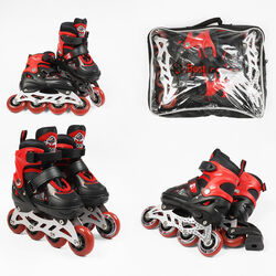 Ролики 8211-S Best Roller /размер 30-33/ цвет – КРАСНЫЙ (6) колёса PU, ПЕРЕДНЕЕ КОЛЕСО СВЕТ, в сумке, устілка – 17-19.5 см, d колес – 6.5 см