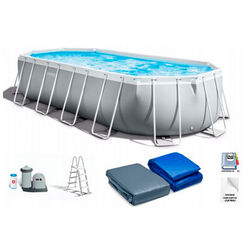 Intex Басейн каркасний 26798 NP (1) об`єм:18202л, розмір:610х305х122см, насос-фільтр 5678л/год, драбина, тент, підстилка, в коробці